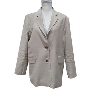 Rachel Zoe Women's Beige Rayon Two Button Blazer Size L